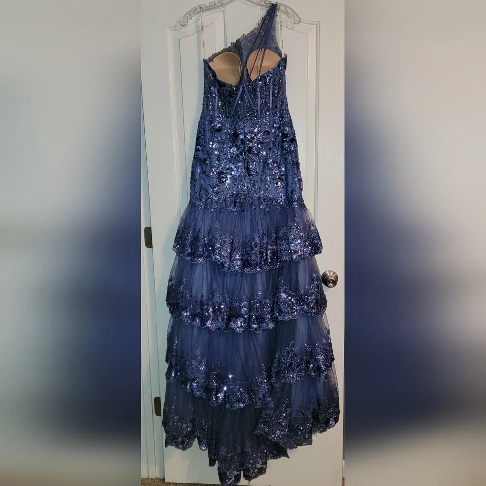 Sherri Hill Lavender Sequin One-Shoulder Evening Gown